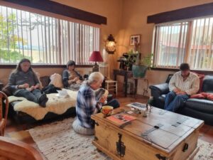 group of people around room