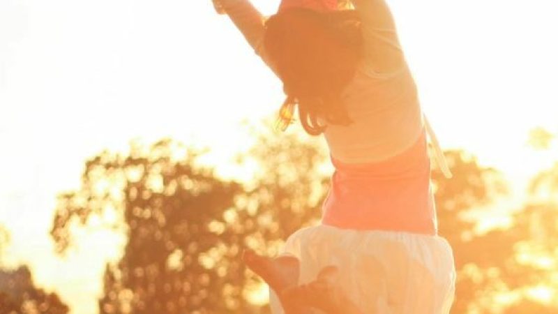 happy woman in sunset